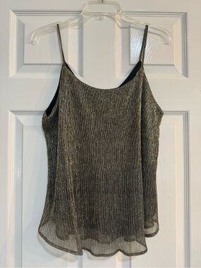 Paper Crane Gold Metallic Plisse Black Shimmer Cami